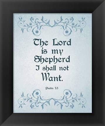 Framed Psalm 23 The Lord is My Shepherd - Blue Print