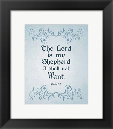 Framed Psalm 23 The Lord is My Shepherd - Blue Print