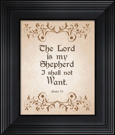 Framed Psalm 23 The Lord is My Shepherd - Brown Print