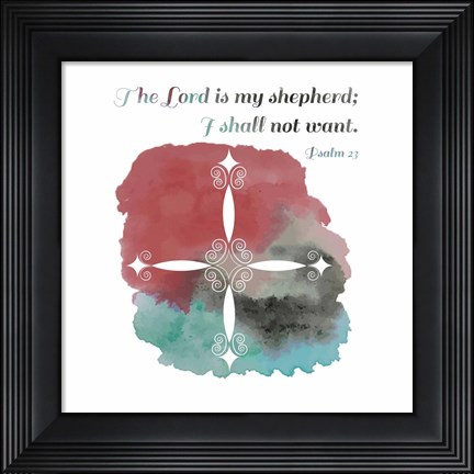 Framed Psalm 23 The Lord is My Shepherd - Cross 2 Print