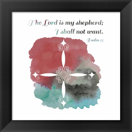 Framed Psalm 23 The Lord is My Shepherd - Cross 2 Print