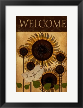 Framed Sunflowers Welcome Print