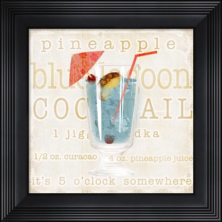 Framed Blue Lagoon Cocktail Print