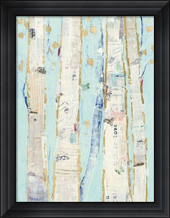 Framed Far From Blue I Gold Leaves Print