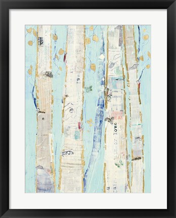 Framed Far From Blue I Gold Leaves Print