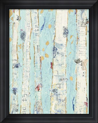 Framed Far From Blue II Gold Leaves Print