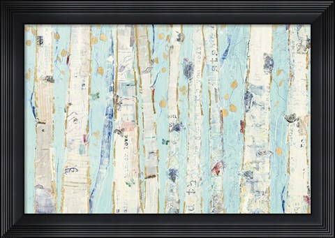 Framed Far From Blue III Gold Leaves Print
