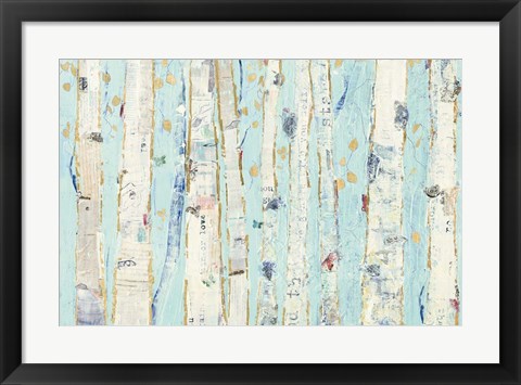 Framed Far From Blue III Gold Leaves Print