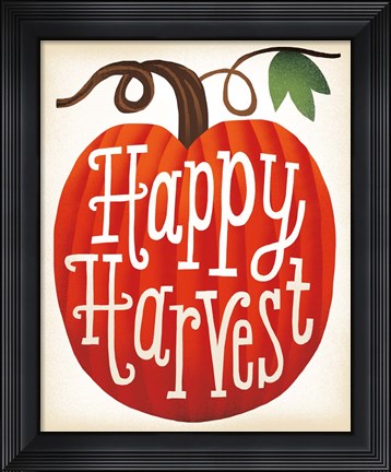 Framed Harvest Time Happy Harvest Pumpkins Print
