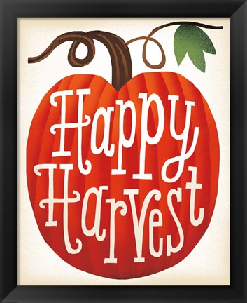 Framed Harvest Time Happy Harvest Pumpkins Print