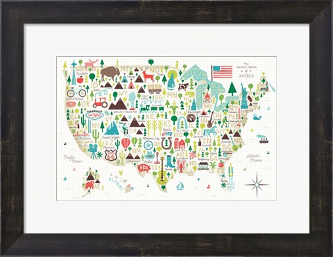 Framed Illustrated USA Print