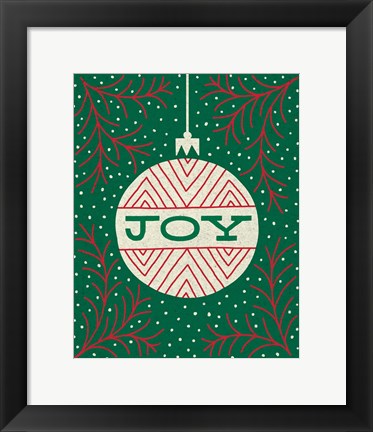 Framed Jolly Holiday Ornaments Joy Print