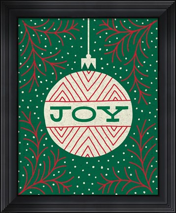 Framed Jolly Holiday Ornaments Joy Print