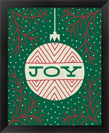 Framed Jolly Holiday Ornaments Joy Print