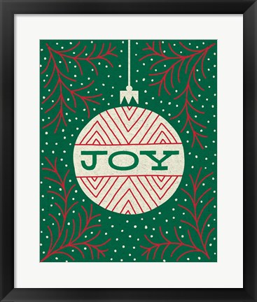 Framed Jolly Holiday Ornaments Joy Print