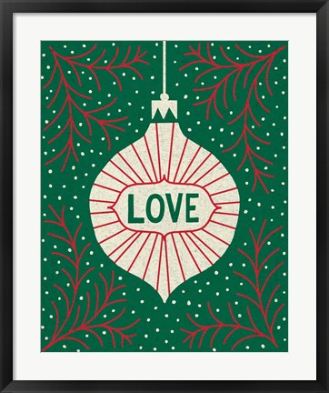 Framed Jolly Holiday Ornaments Love Print