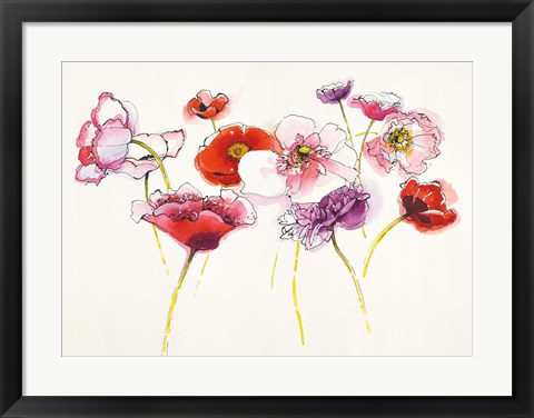 Framed Pink and Red Somniferums Print