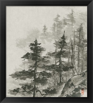 Framed Sumi Treetops Sq Print