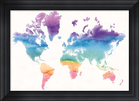Framed Watercolor World Print