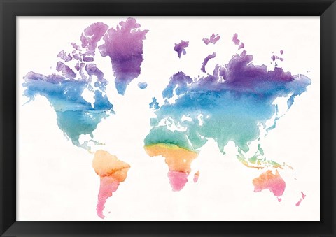 Framed Watercolor World Print