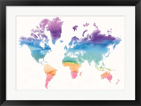 Framed Watercolor World Print