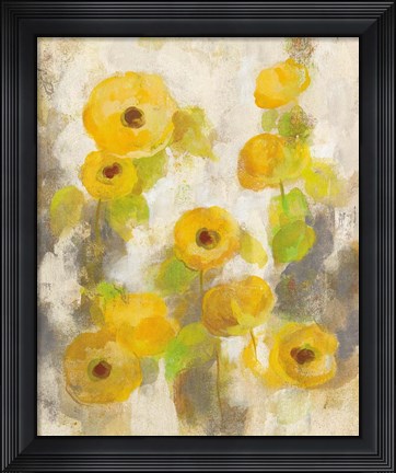 Framed Floating Yellow Flowers II Print