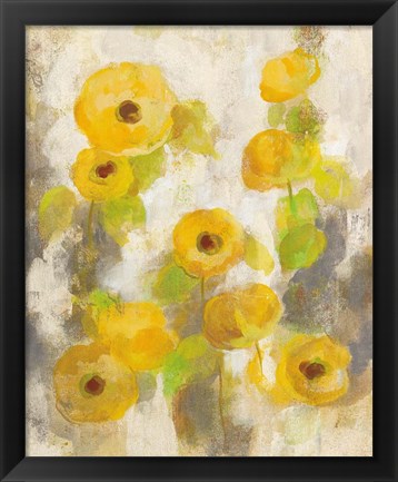 Framed Floating Yellow Flowers II Print