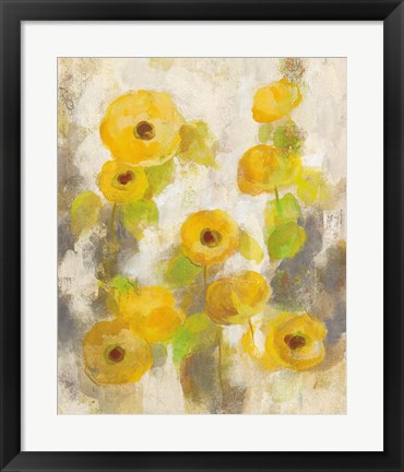 Framed Floating Yellow Flowers II Print