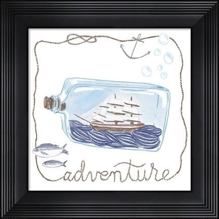 Framed Ship in a Bottle Adventure Print