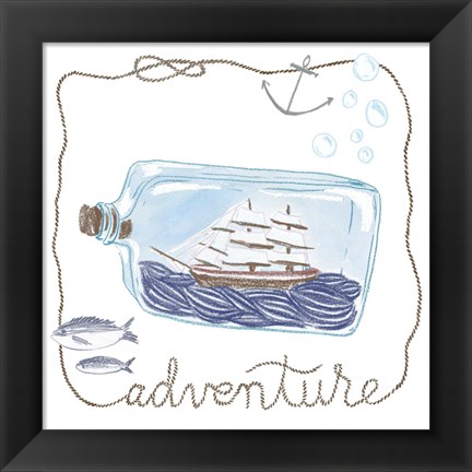 Framed Ship in a Bottle Adventure Print