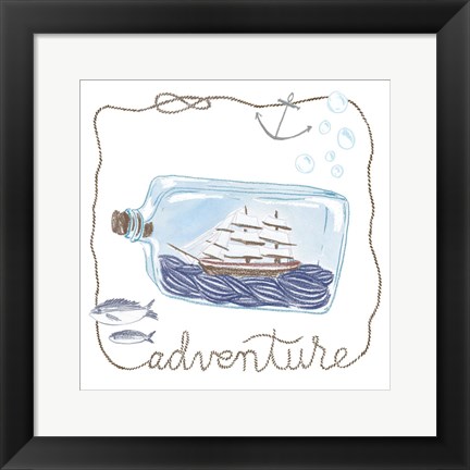 Framed Ship in a Bottle Adventure Print