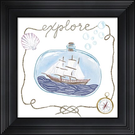 Framed Ship in a Bottle Explore Print