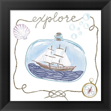 Framed Ship in a Bottle Explore Print
