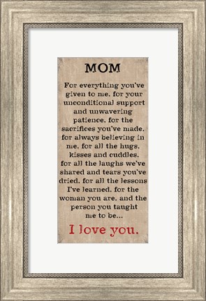 Framed Mom I Love You 4 Print