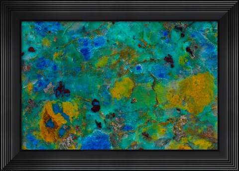 Framed Blue Cliff Chrysocolla Print