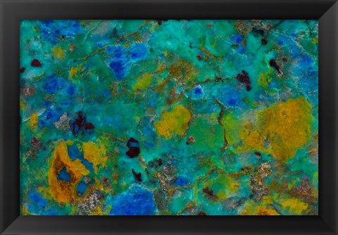 Framed Blue Cliff Chrysocolla Print