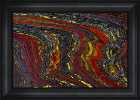 Framed Tiger Iron in Red, Yellow, Blue Print