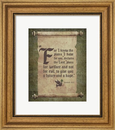 Framed Jeremiah 29:11 For I know the Plans I have for You (Scroll) Print