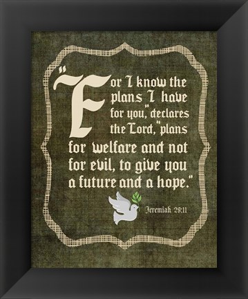 Framed Jeremiah 29:11 For I know the Plans I have for You (White Dove) Print