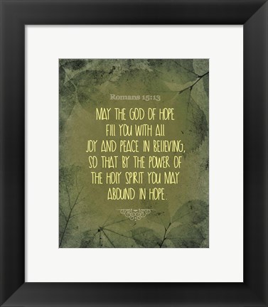 Framed Romans 15:13 Abound in Hope (Green) Print