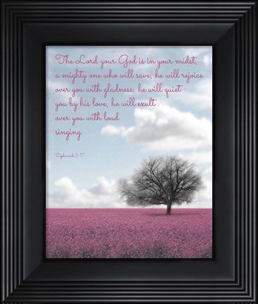 Framed Zephaniah 3:17 The Lord Your God (Colored Landscape) Print