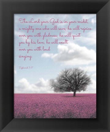 Framed Zephaniah 3:17 The Lord Your God (Colored Landscape) Print