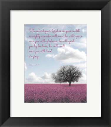 Framed Zephaniah 3:17 The Lord Your God (Colored Landscape) Print