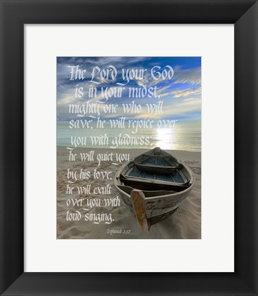 Framed Zephaniah 3:17 The Lord Your God (Beach) Print