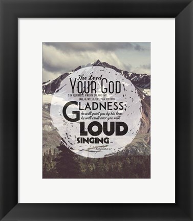 Framed Zephaniah 3:17 The Lord Your God (Mountains 3) Print