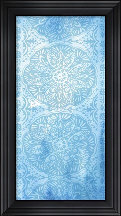 Framed Cobalt Deco Panel I Print