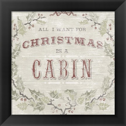 Framed Cabin Christmas IV Print