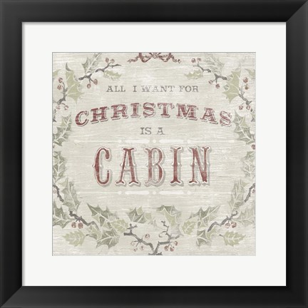 Framed Cabin Christmas IV Print