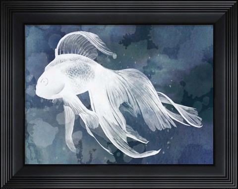 Framed Indigo Fish I Print