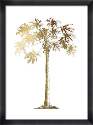 Framed Gold Foil Tropical Palm I- Metallic Foil Print